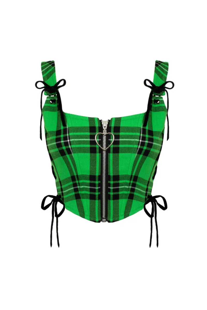 Hell Bunny Corey Corset Green