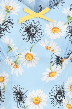Hell Bunny Daisy Top Blue Clearance