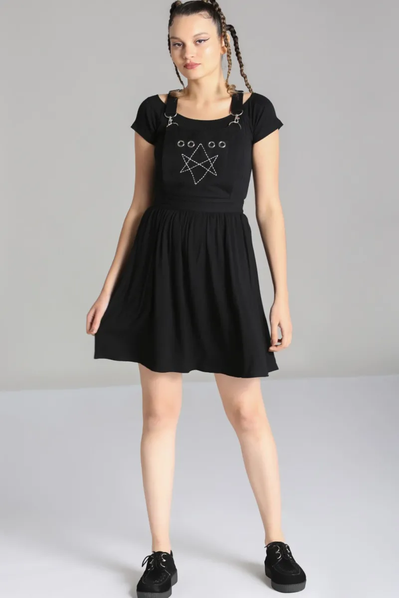 Hell Bunny Destroya Pinafore Dress Black Hot