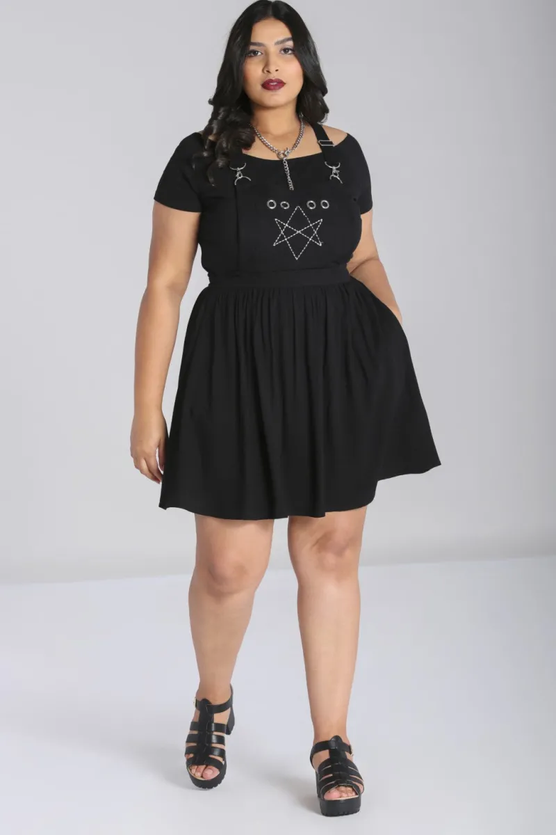 Hell Bunny Destroya Pinafore Dress Black Hot