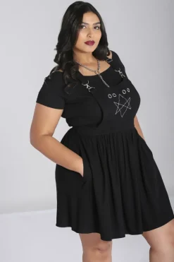 Hell Bunny Destroya Pinafore Dress Black Hot