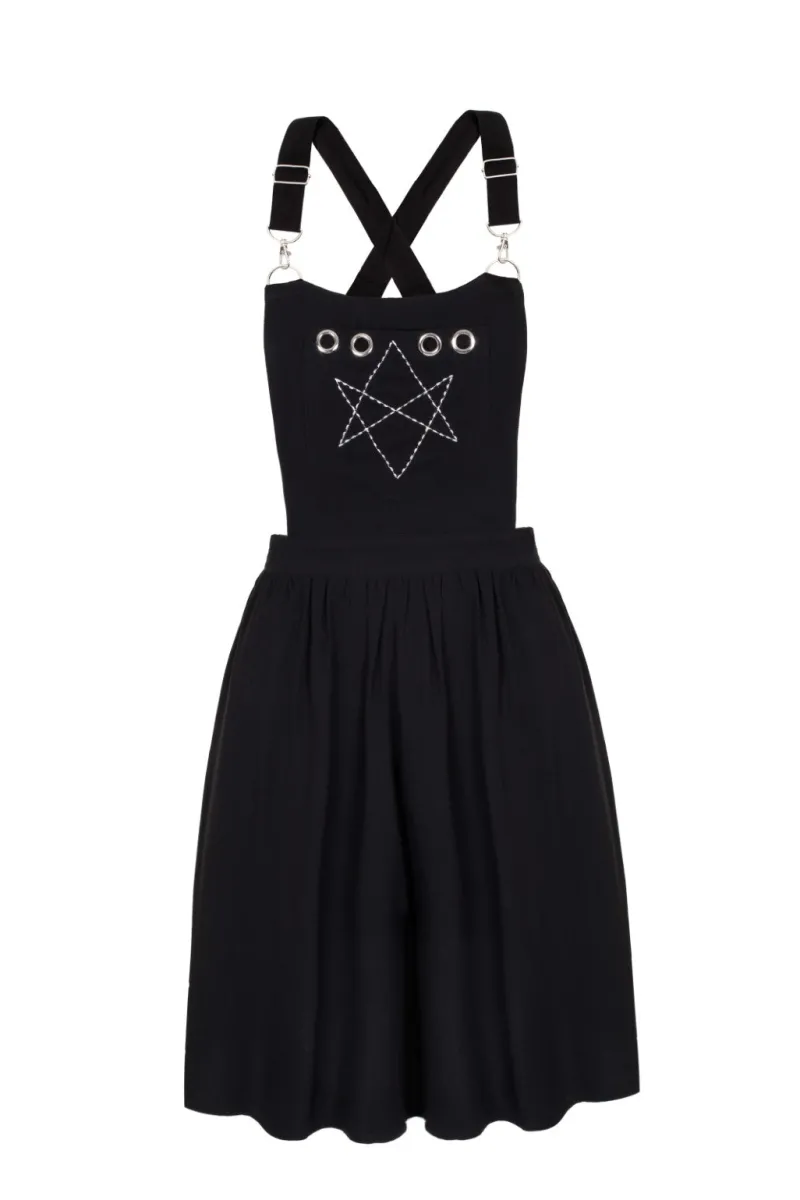 Hell Bunny Destroya Pinafore Dress Black Hot