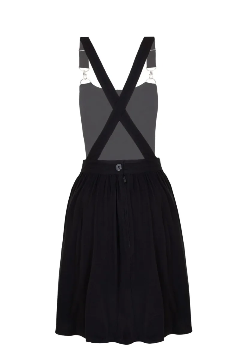 Hell Bunny Destroya Pinafore Dress Black Hot