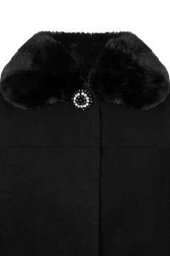 Hell Bunny Devon Cape Coat Black New