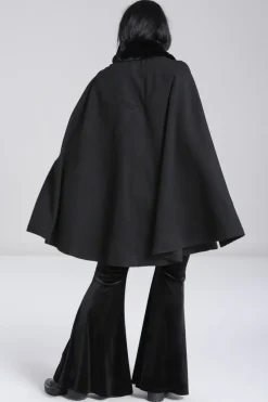 Hell Bunny Devon Cape Coat Black New