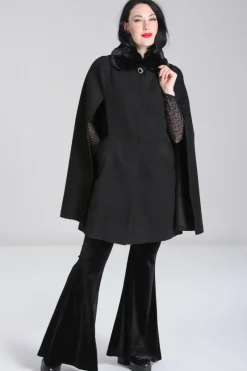 Hell Bunny Devon Cape Coat Black New