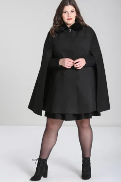 Hell Bunny Devon Cape Coat Black New