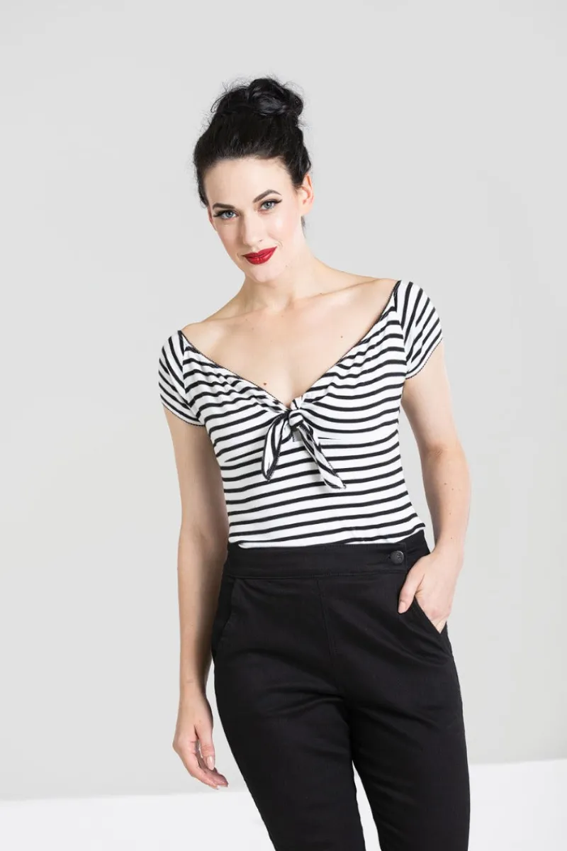 Hell Bunny Dolly Top Black New