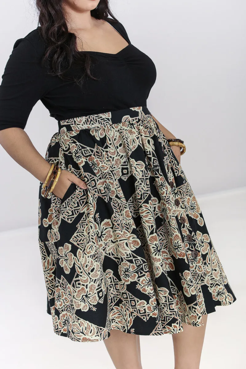 Hell Bunny Dominique 50's Skirt Black Hot