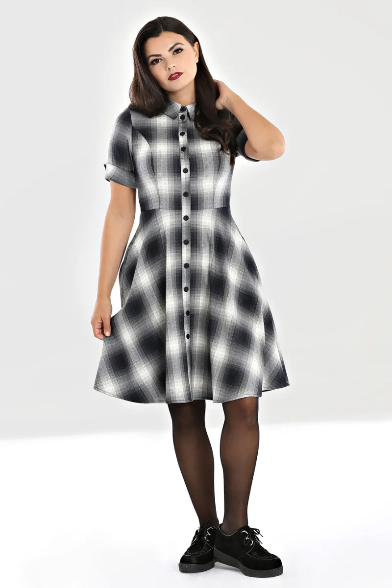 Hell Bunny Eddystone Mid Dress Grey