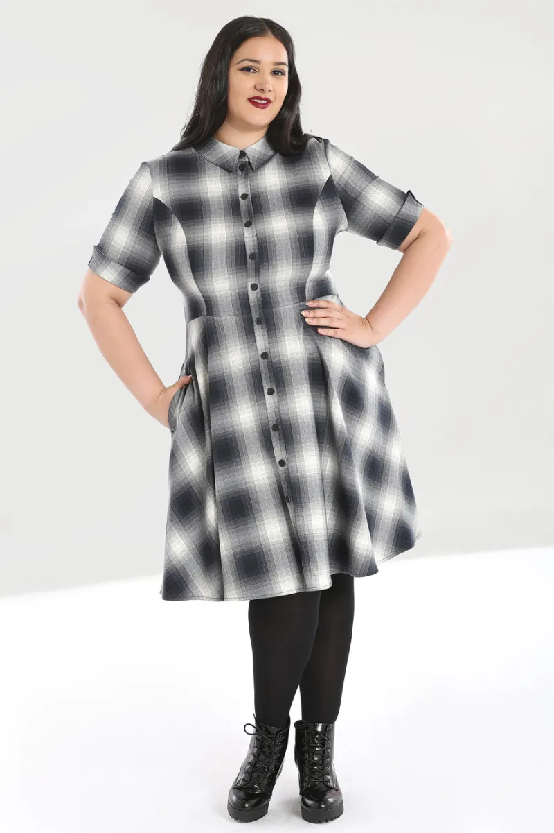 Hell Bunny Eddystone Mid Dress Grey