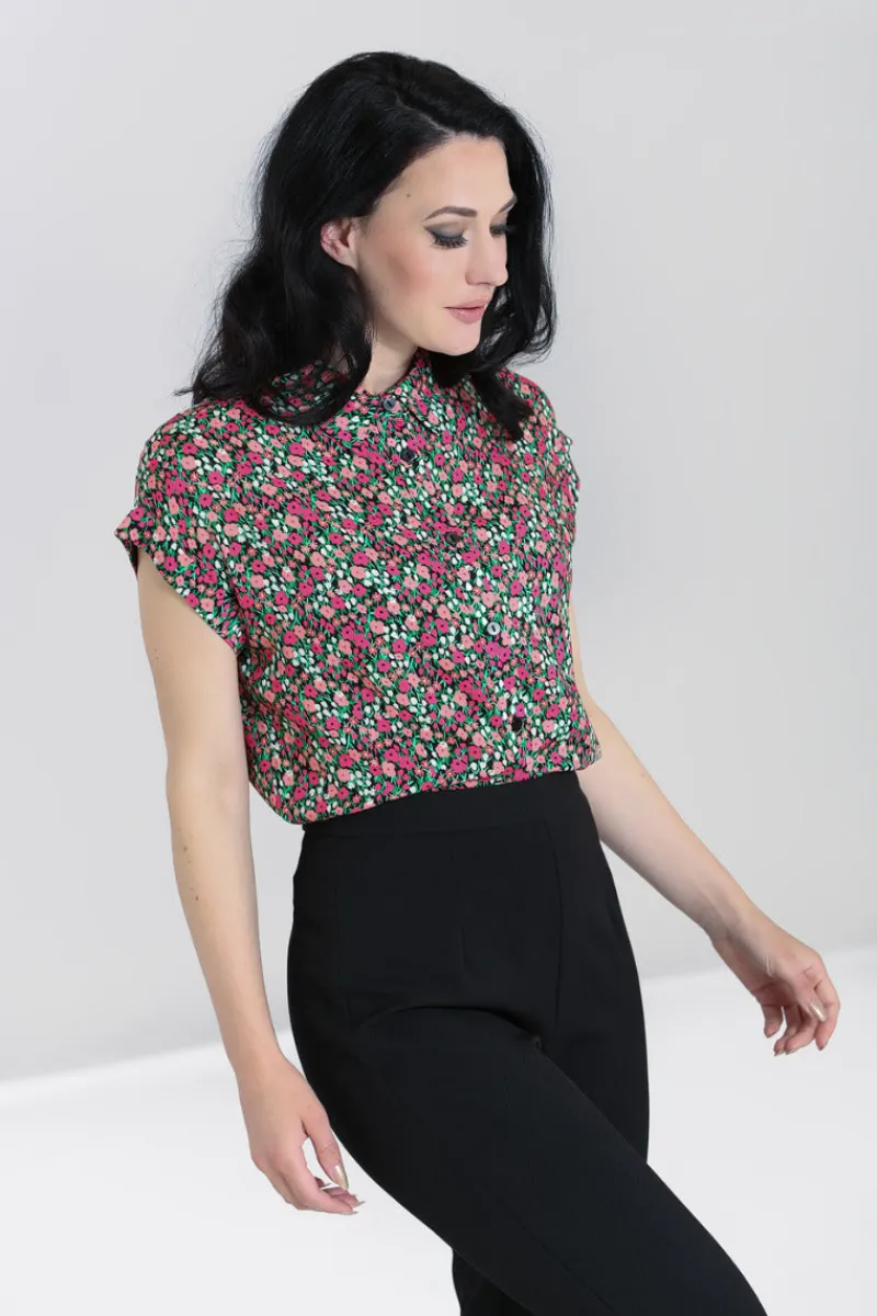 Hell Bunny Effie Shirt Black Outlet