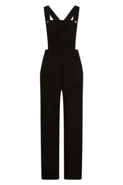 Hell Bunny Elly May Denim Dungaree Black New