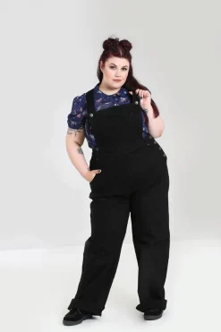 Hell Bunny Elly May Denim Dungaree Black New