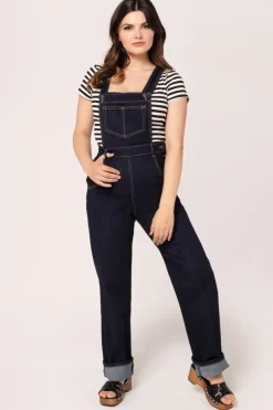 Hell Bunny Elly May Denim Dungarees Navy Discount