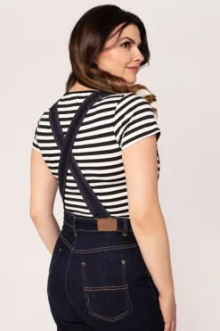 Hell Bunny Elly May Denim Dungarees Navy Discount