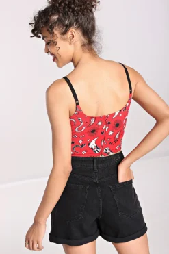 Hell Bunny Emmylou Crop Top Red New