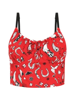 Hell Bunny Emmylou Crop Top Red New