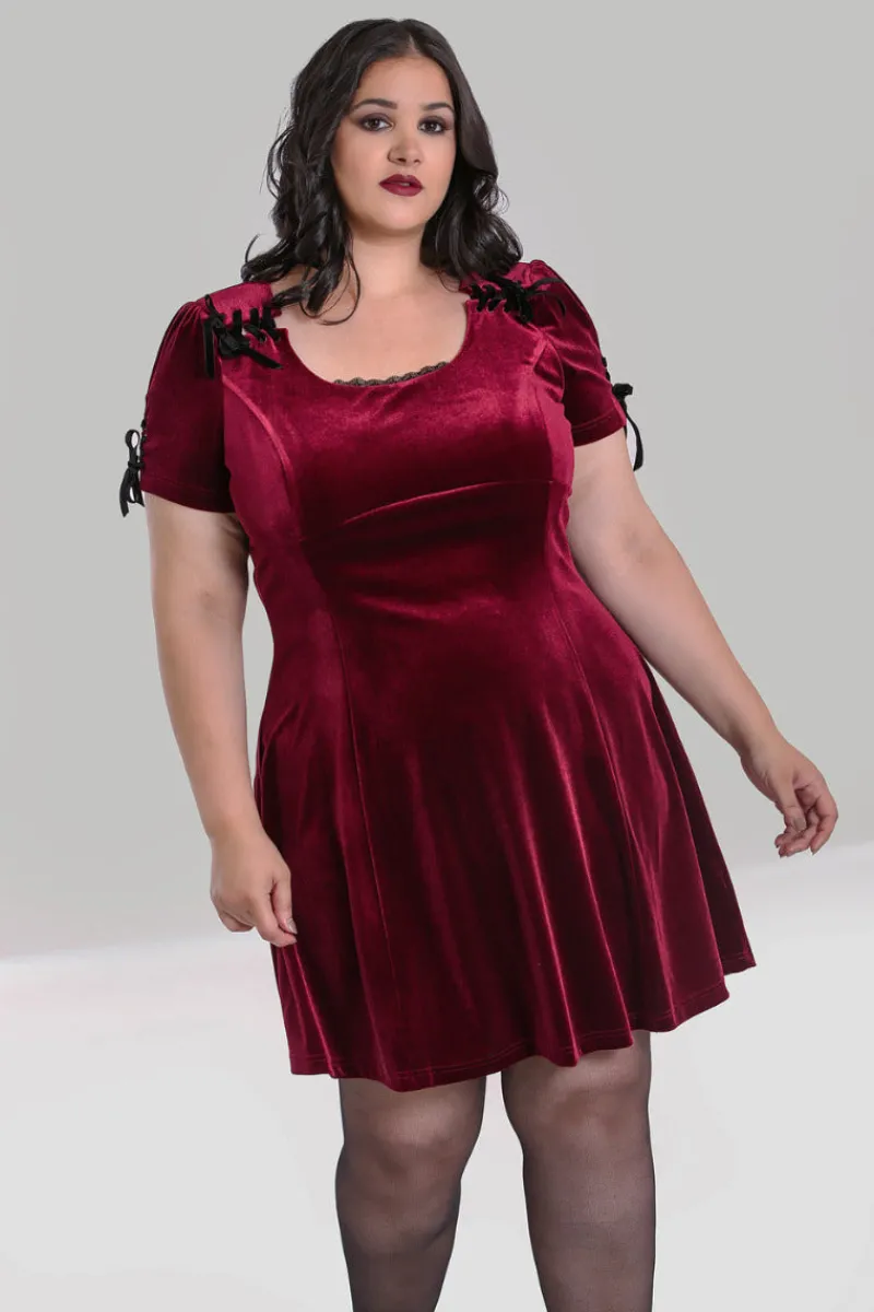 Hell Bunny Everly Mini Dress Wine Sale