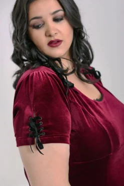 Hell Bunny Everly Mini Dress Wine Sale