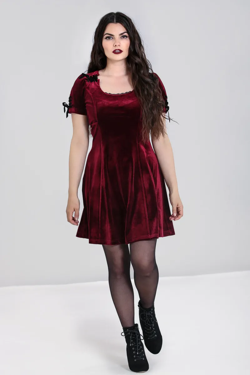 Hell Bunny Everly Mini Dress Wine Sale