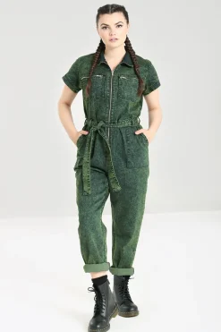 Hell Bunny Finn Boilersuit Green