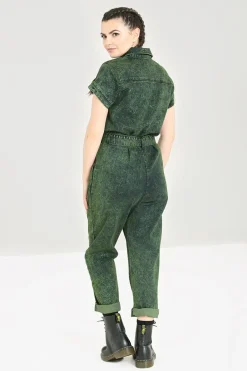 Hell Bunny Finn Boilersuit Green