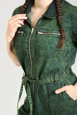 Hell Bunny Finn Boilersuit Green