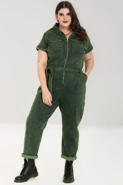 Hell Bunny Finn Boilersuit Green