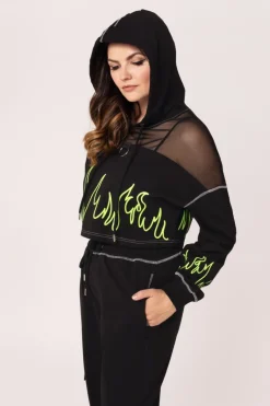 Hell Bunny Flames Hoodie Black/Green Outlet