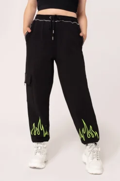 Hell Bunny Flames Joggers Black/Green