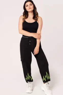 Hell Bunny Flames Joggers Black/Green