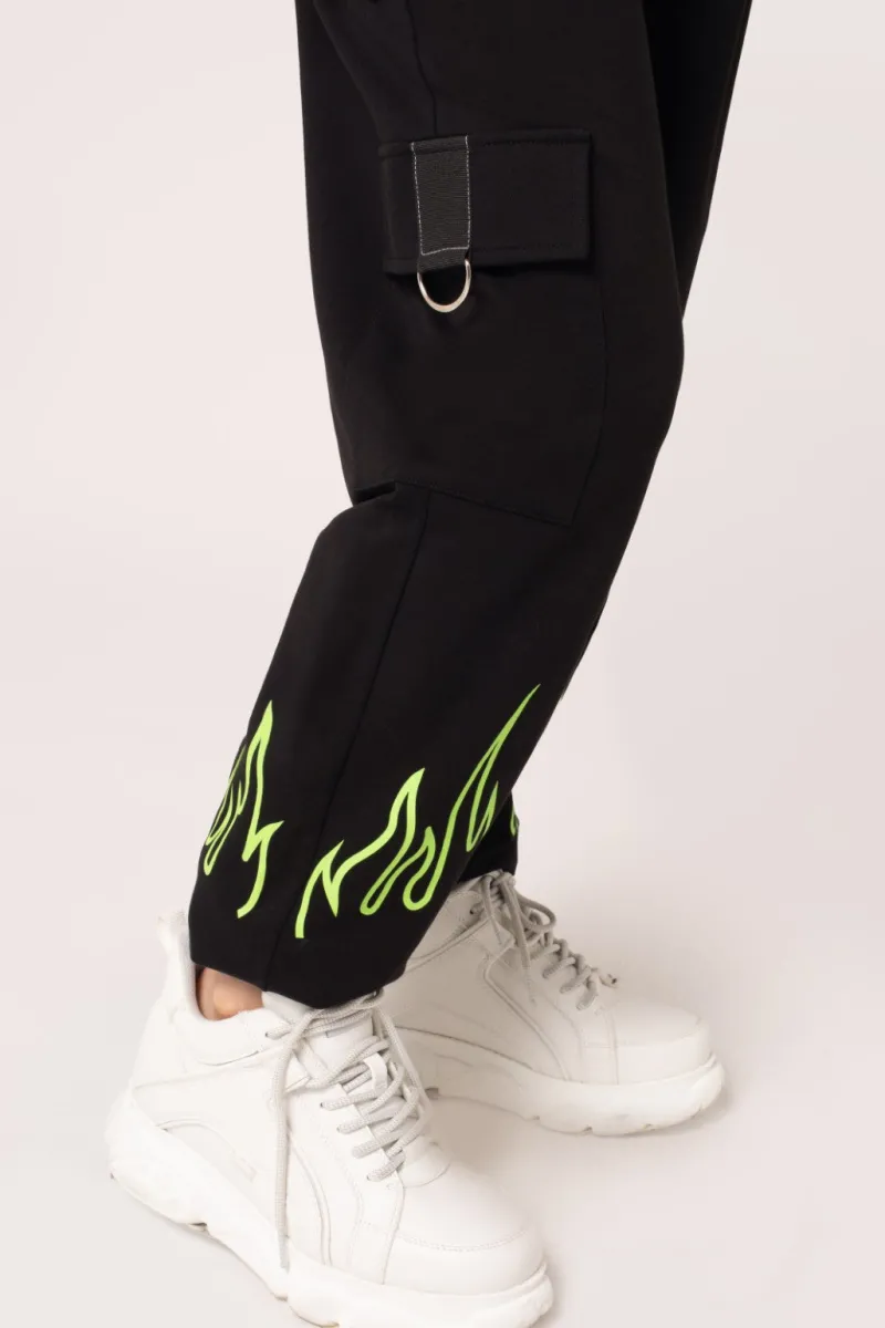 Hell Bunny Flames Joggers Black/Green