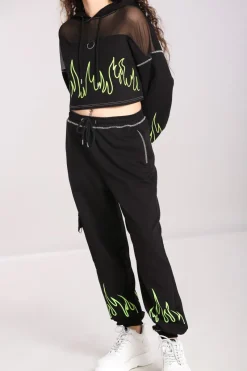 Hell Bunny Flames Joggers Black/Green