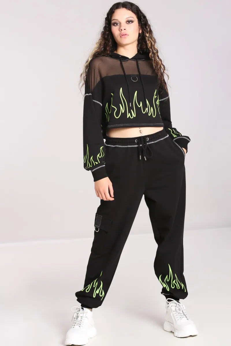 Hell Bunny Flames Joggers Black/Green