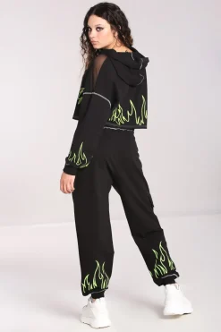 Hell Bunny Flames Joggers Black/Green