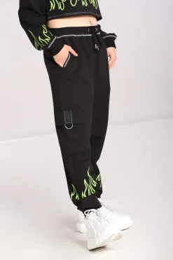 Hell Bunny Flames Joggers Black/Green