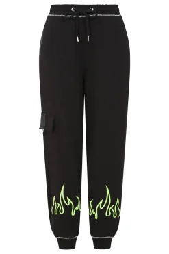 Hell Bunny Flames Joggers Black/Green
