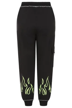 Hell Bunny Flames Joggers Black/Green