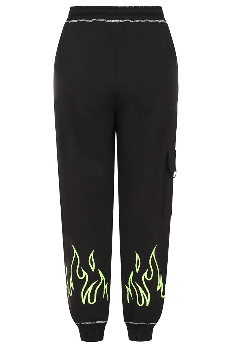 Hell Bunny Flames Joggers Black/Green