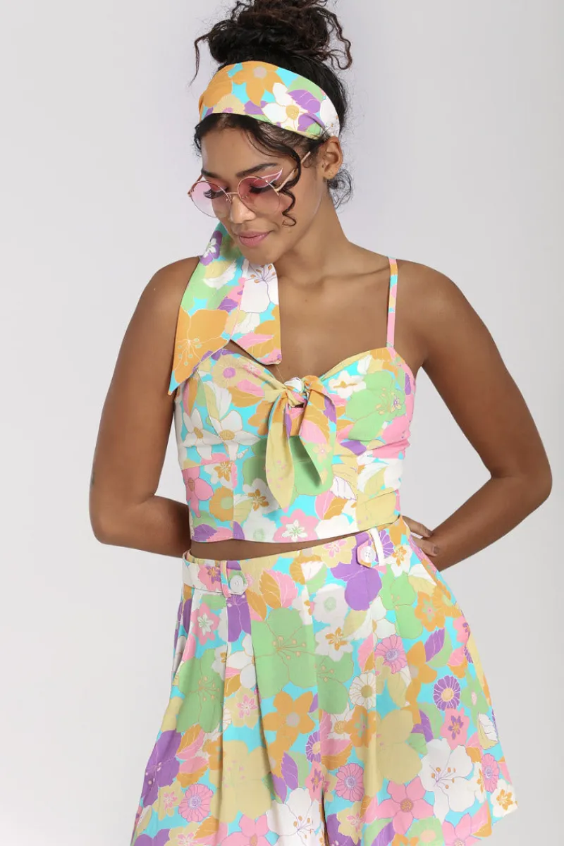 Hell Bunny Florette Crop Top MultiColour New