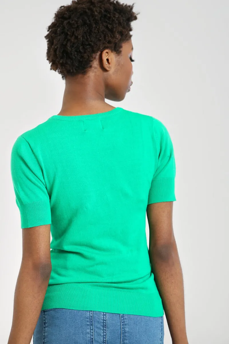 Hell Bunny Flower Power Top Green Hot