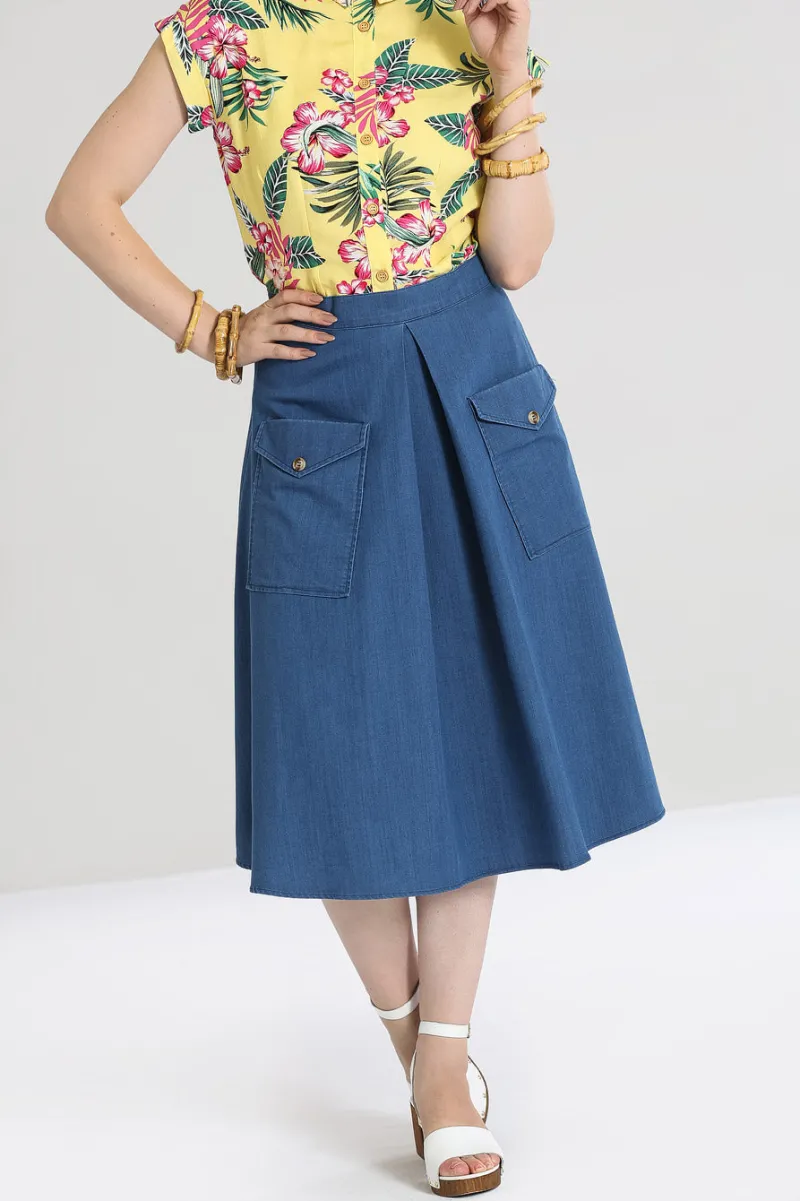Hell Bunny Freddie Skirt Blue Discount