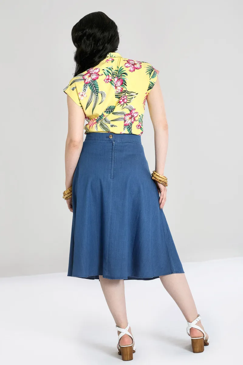 Hell Bunny Freddie Skirt Blue Discount