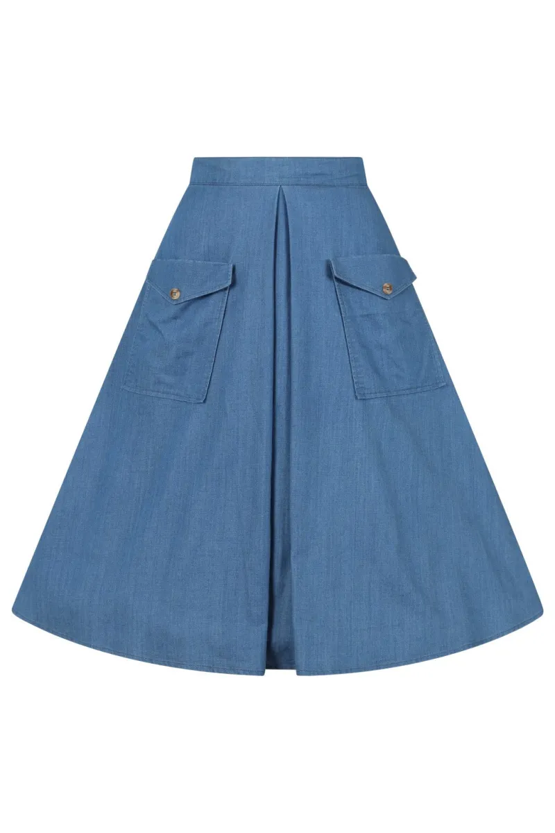 Hell Bunny Freddie Skirt Blue Discount