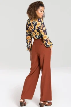 Hell Bunny Ginger Swing Trousers Brown Clearance