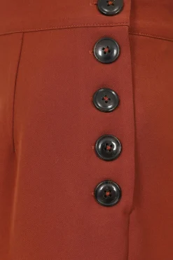 Hell Bunny Ginger Swing Trousers Brown Clearance