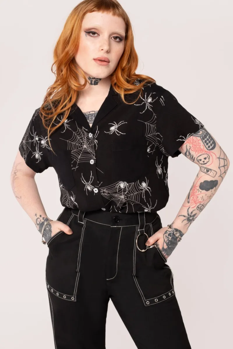 Hell Bunny Grungy Spider Shirt Black Hot