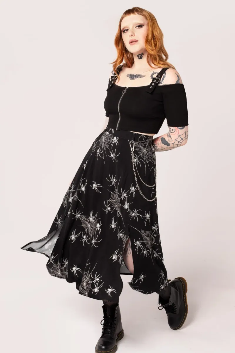 Hell Bunny Grungy Spider Skirt Black Discount
