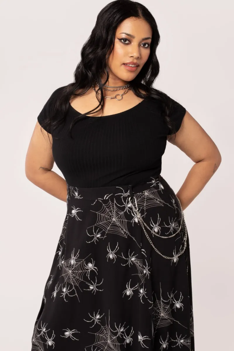 Hell Bunny Grungy Spider Skirt Black Discount